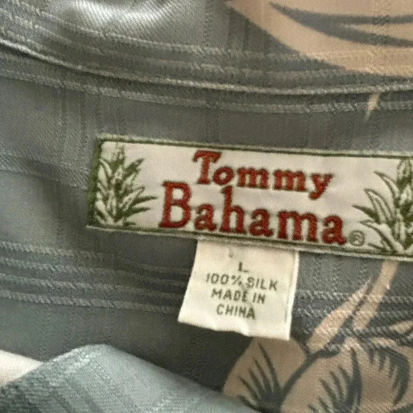 Tommy Bahama Men’s Silk Floral Short Sleeve Button Up Shirt Green/Blue Wht SZ L - Picture 3 of 6